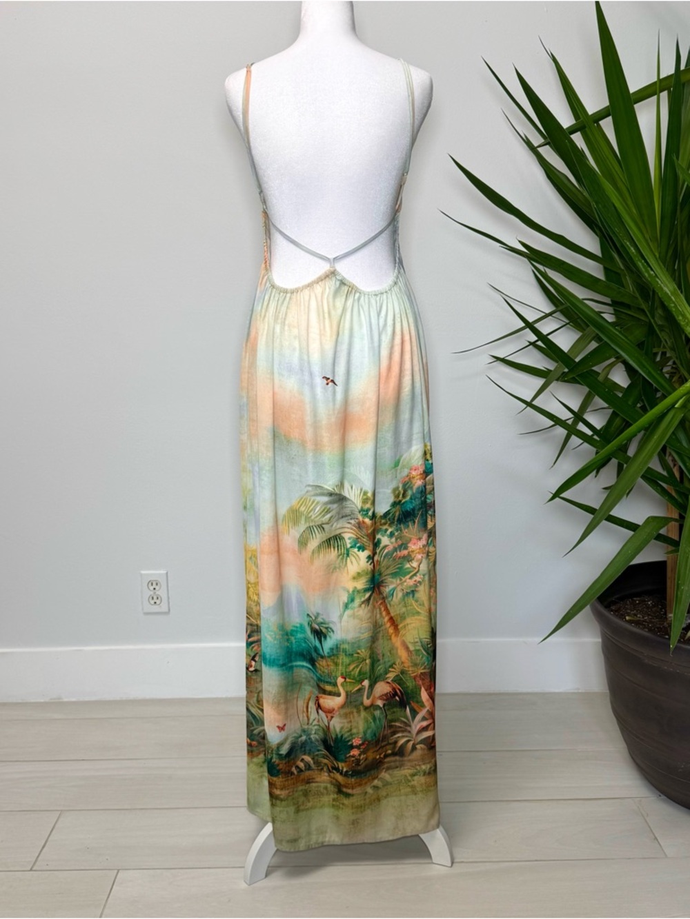 Anthropologie Boho Celandine Tropical Scenic Maxi Dress NWT S Coastal Green - Picture 10 of 10